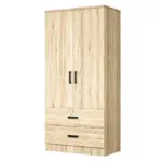 2-Door Wardrobe With Shelves 2 Large Drawers